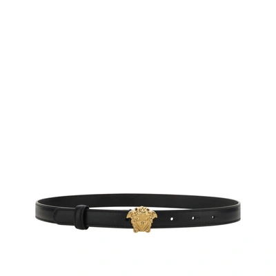 Shop Versace La Medusa Leather Belt In Black