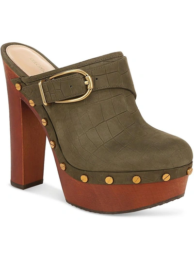 Shop Veronica Beard Alek Womens Leather Mule Platform Heels In Green