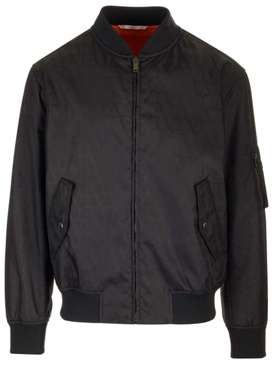 Shop Valentino Toile Iconographe Bomber Jacket In Black