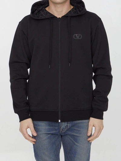 Shop Valentino Hoodie With Toile Iconographe Hood In Black