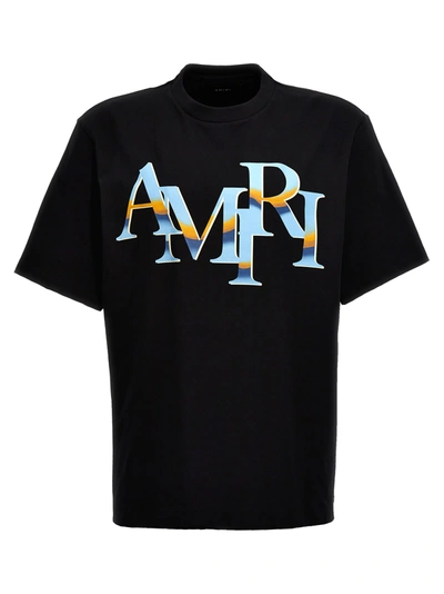 Shop Amiri Staggered Chrome T-shirt In Black