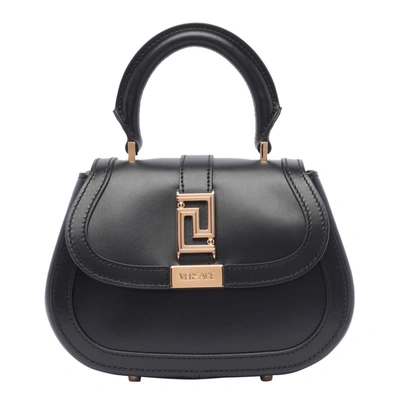 Shop Versace Mini Greca Goddess Hand Bag In Black