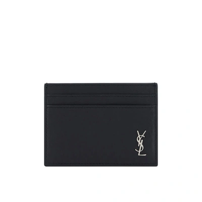 Shop Saint Laurent Ysl Credit Card Holder In Black