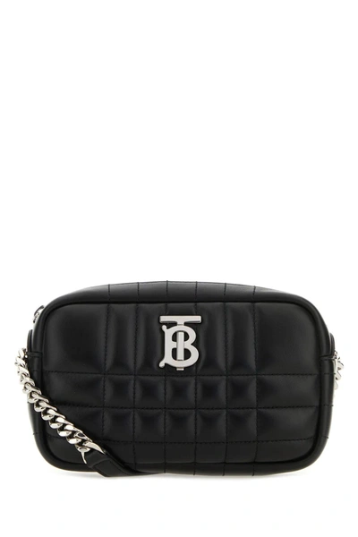 Shop Burberry Black Nappa Leather Mini Lola Crossbody Bag In Black 2