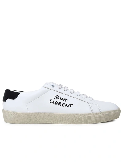 Shop Saint Laurent White Leather Sneakers In Blanc Optic/nero