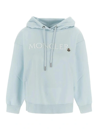 Shop Moncler Logo Hoodie In Blue
