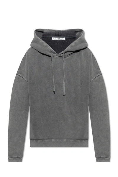 Shop Acne Studios Hoodie With Logo Patch In Faded Black