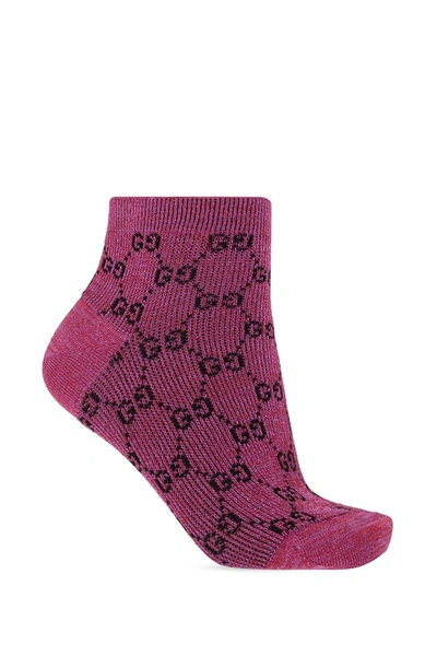 Shop Gucci Gg Intarsia-knit Socks In Fucsia