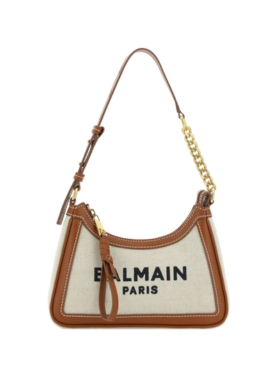 Shop Balmain B-army Shoulder Bag In Gem Naturel/marron