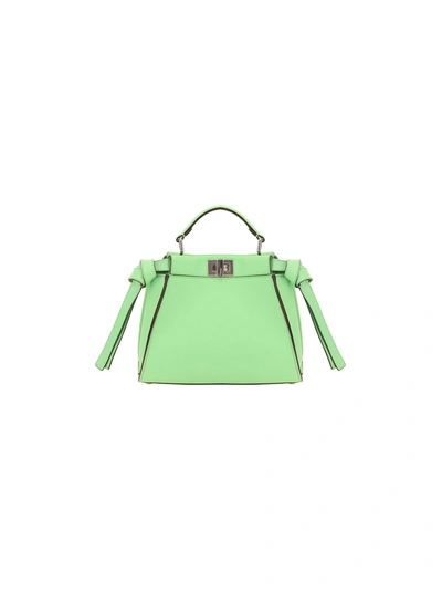 Shop Fendi Peekaboo Mini Hand Bag In Green