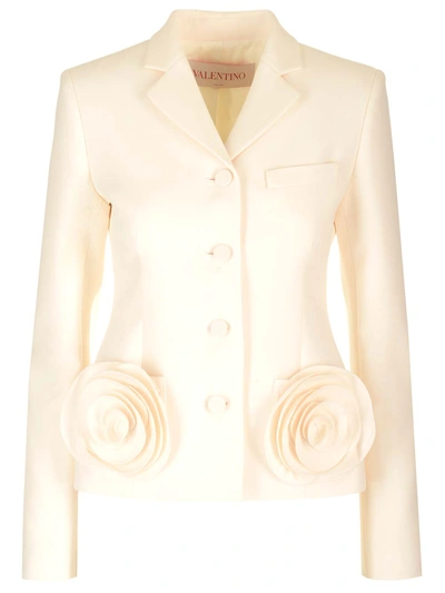 Shop Valentino Crepe Couture Blazer In Ivory