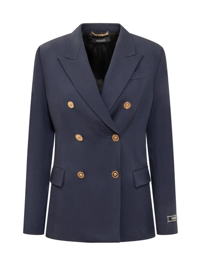 Shop Versace Informal Jacket In Navy Blue