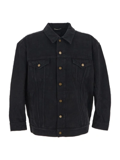 Shop Saint Laurent Oversized Long-sleeved Jacket In Nero