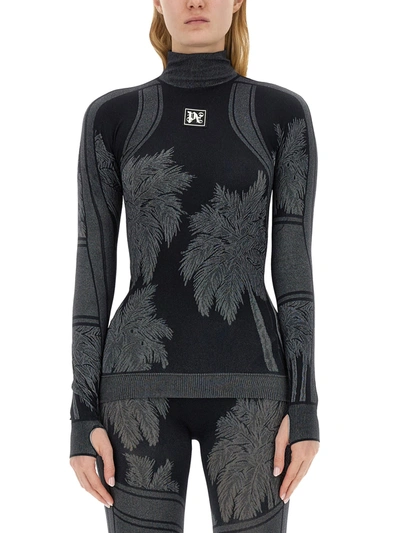 Shop Palm Angels Thermal Ski T-shirt In Nero