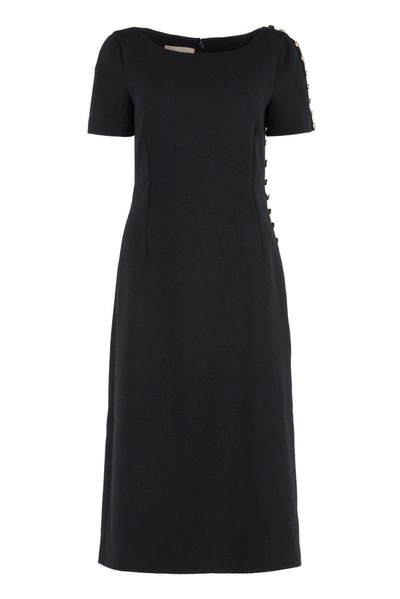 Shop Gucci Zip Detailed Short-sleeved Dress In Nero