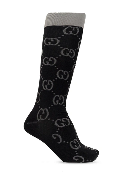Shop Gucci Gg Knit Socks In Nero