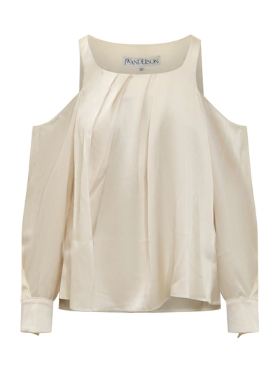 Shop Jw Anderson J.w. Anderson Twisted Shoulder Top In Off White