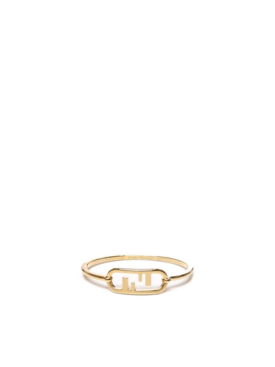 Shop Fendi Brass Bracelet With Logo In Oro Soft