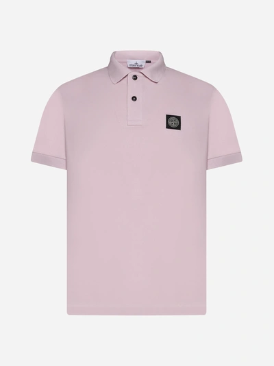 Shop Stone Island Logo-patch Cotton Polo Shirt In Rosa
