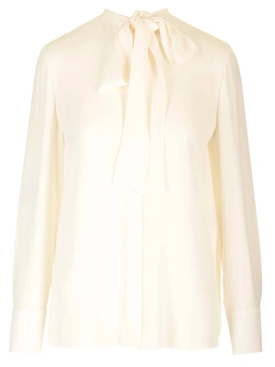 Shop Valentino Silk Georgette Shirt In White
