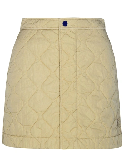 Shop Burberry Beige Nylon Miniskirt In White