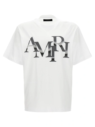 Shop Amiri Staggered Chrome T-shirt In White