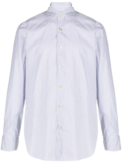 Shop Finamore Striped Cotton Shirt In White