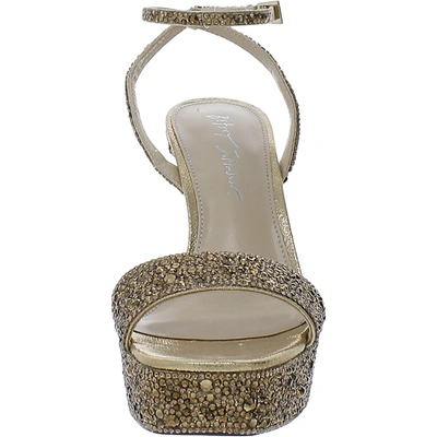 Shop Betsey Johnson Beth Womens Rhinestone Embellished Dress Sandals In Gold