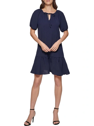 Shop Dkny Womens Textured Knee-length Shift Dress In Blue