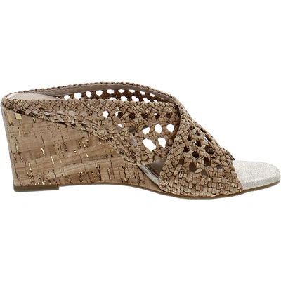 Shop Donald J Pliner Parisa Womens Metallic Criss-cross Wedge Sandals In Brown