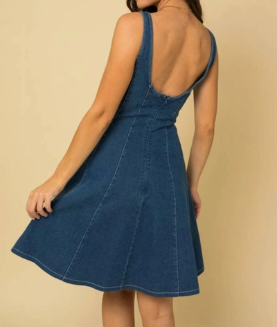Gilli Sleeveless Square Neck Corset Dress In Denim In Blue