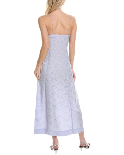 Ganni Floral Jacquard Midi Slip Dress In Blue