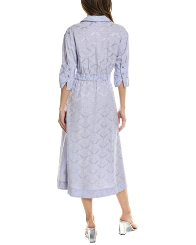 Shop Ganni Jacquard Wrap Dress In Grey