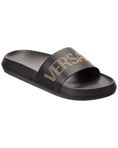 Shop Versace Logo Slide In Black