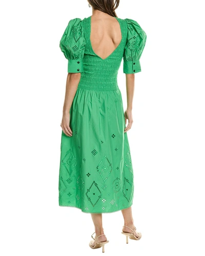 Shop Ganni Broderie Anglaise Maxi Dress In Green