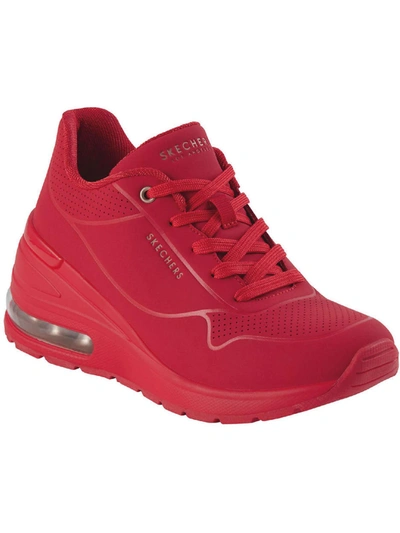Shop Skechers Elevated Air Womens Faux Leather Lifestyle Casual And Fashion Sneakers In Red