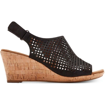 Shop Rockport Briah Womens Suede Perforated Wedge Sandals In Black