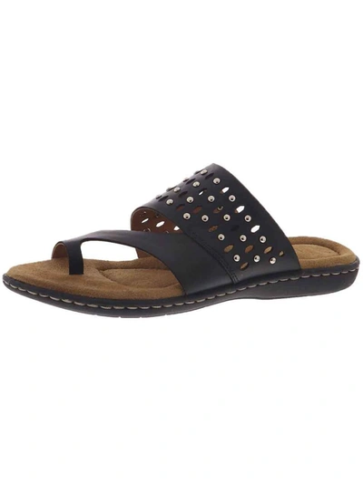 Shop Array Catalina Womens Leather Studded Slide Sandals In Black