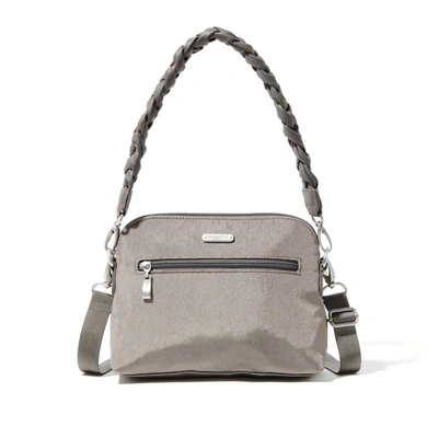 Shop Baggallini Dome Crossbody With Braided Strap In Grey
