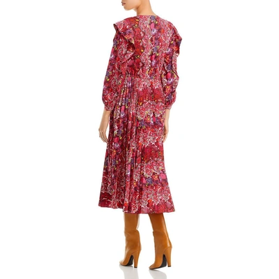 Shop Derek Lam 10 Crosby Crishelle Womens Floral Print Ruffled Midi Dress In Pink