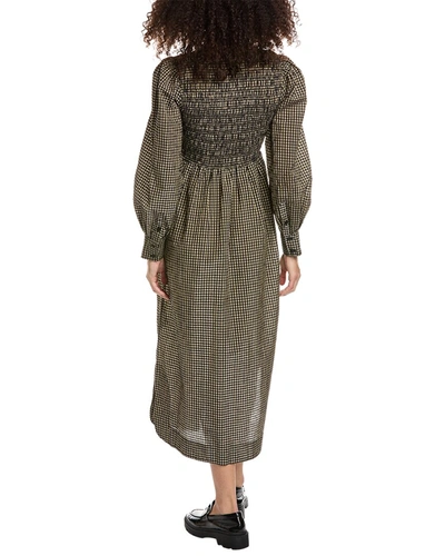Shop Ganni Seersucker Maxi Dress In Grey