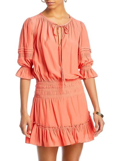 Shop Ramy Brook Aleks Womens Smocked Short Mini Dress In Pink