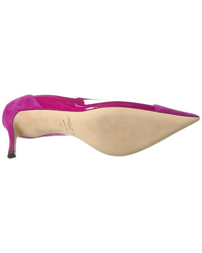 Shop Jimmy Choo Cass 75 Patent & Suede Pump In Pink