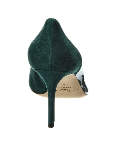 Shop Jimmy Choo Cass 75 Patent & Suede Pump In Green
