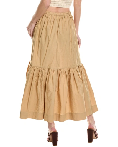 Shop Ganni Flounce Maxi Skirt In Brown