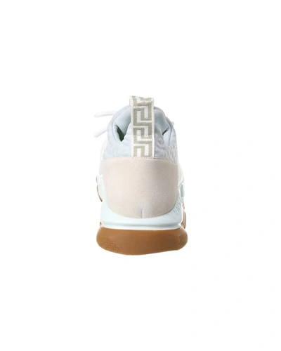 Shop Versace Mesh & Leather Sneaker In White