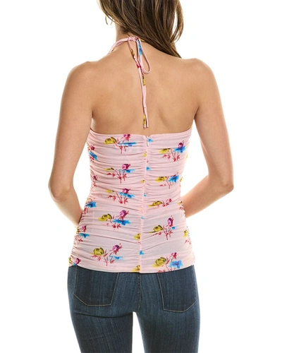 Ganni Floral-pattern Recycled Polyamide-blend Top In Pink