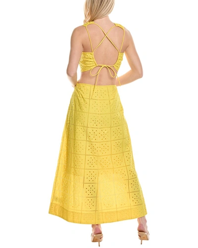 Shop Ganni Broderie Anglaise Dress In Yellow