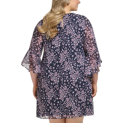 Shop Jessica Howard Plus Womens Floral Knee Length Midi Dress In Blue
