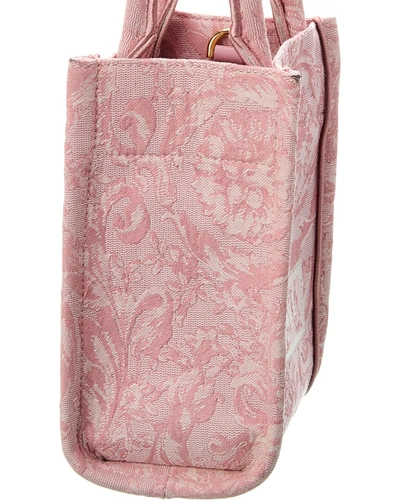 Versace Borsa A Mano Athena Mini In Tessuto Ricamato Donna In Pink